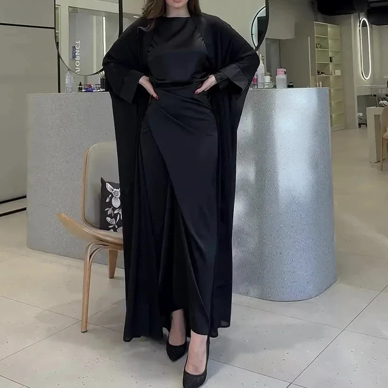 Satin Abaya 2 Piece Set