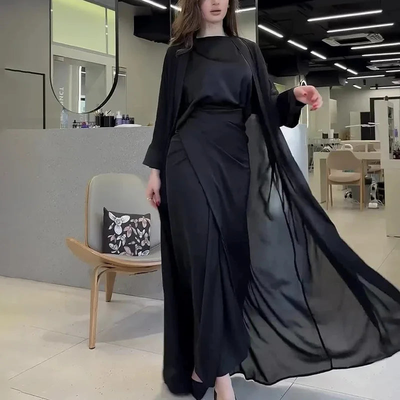 Satin Abaya 2 Piece Set