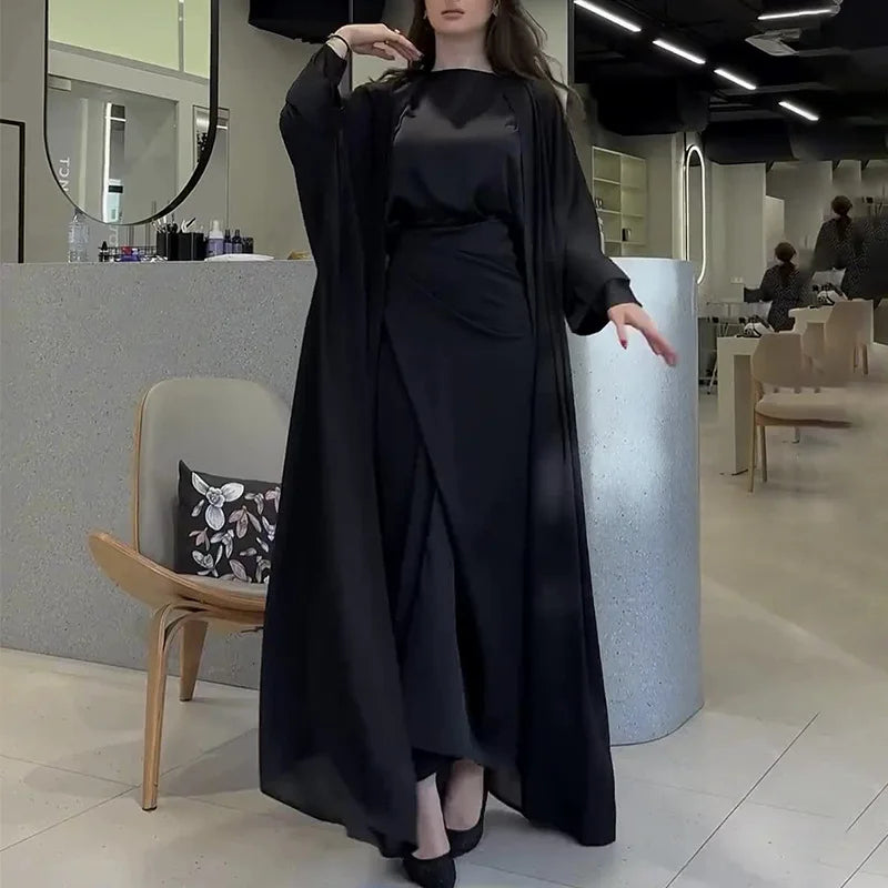 Satin Abaya 2 Piece Set