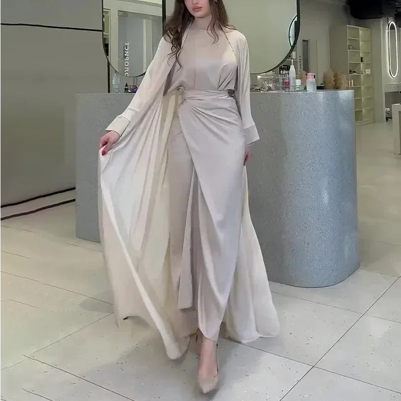 Satin Abaya 2 Piece Set
