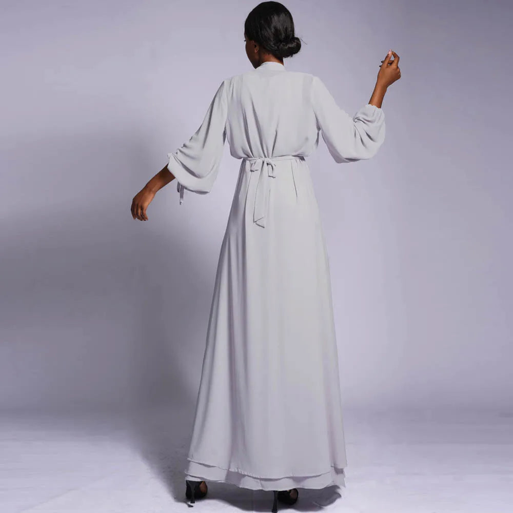 Two -Piece Set Open Abaya and inner Dress