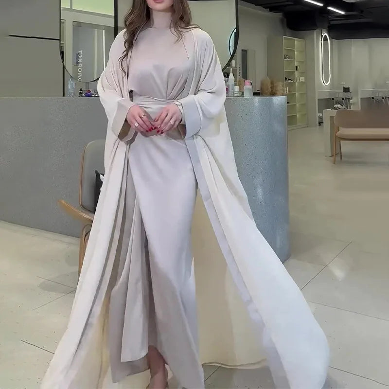 Satin Abaya 2 Piece Set
