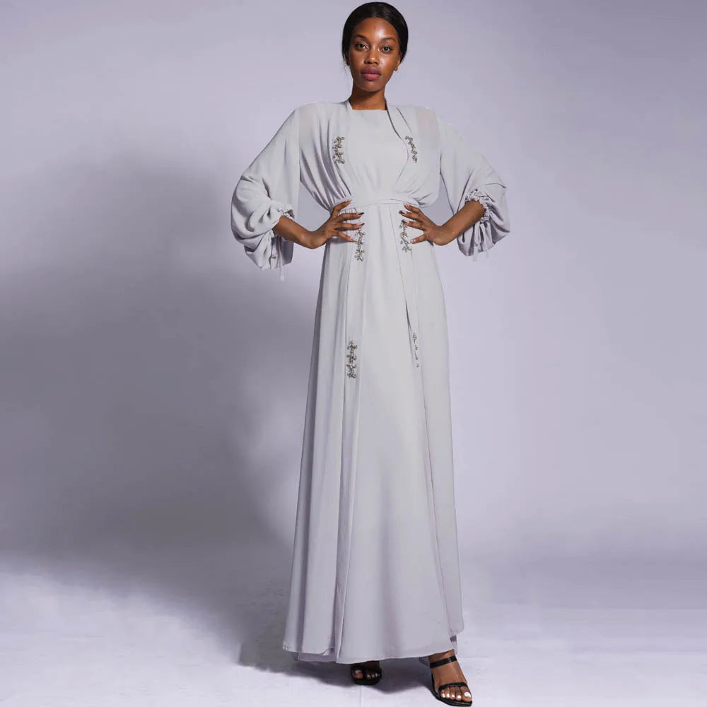 Two -Piece Set Open Abaya and inner Dress