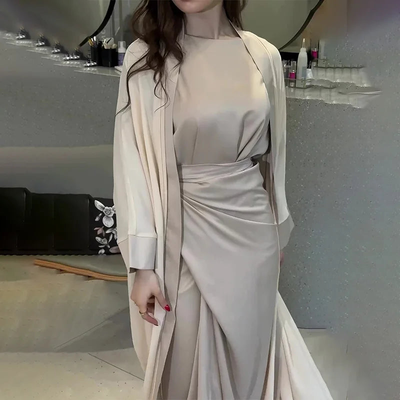 Satin Abaya 2 Piece Set