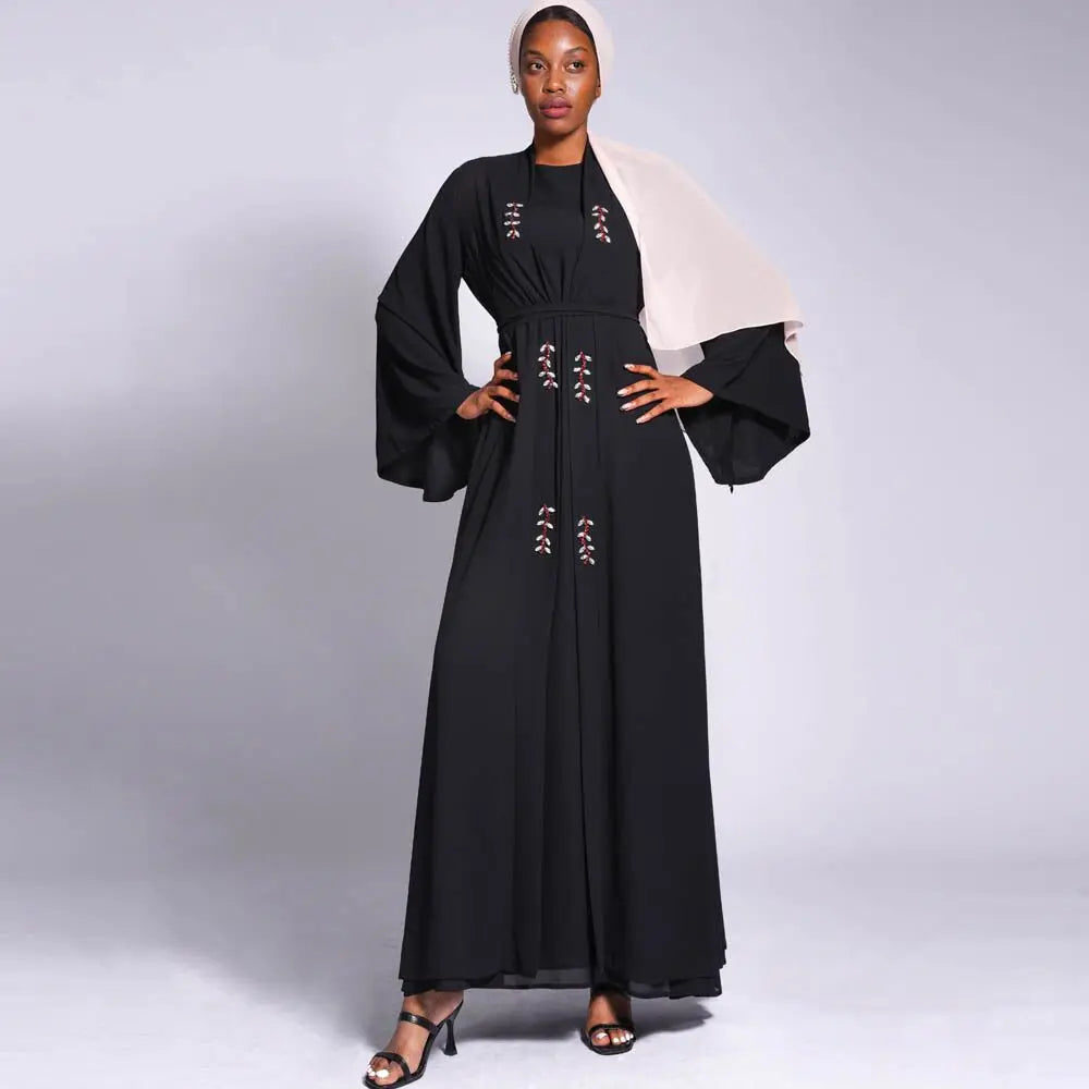 Two -Piece Set Open Abaya and inner Dress