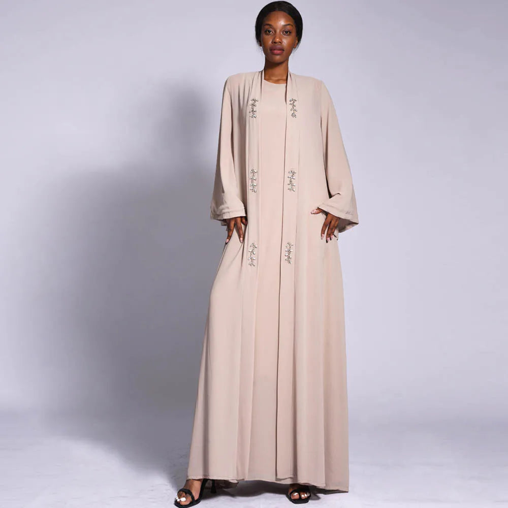 Two -Piece Set Open Abaya and inner Dress