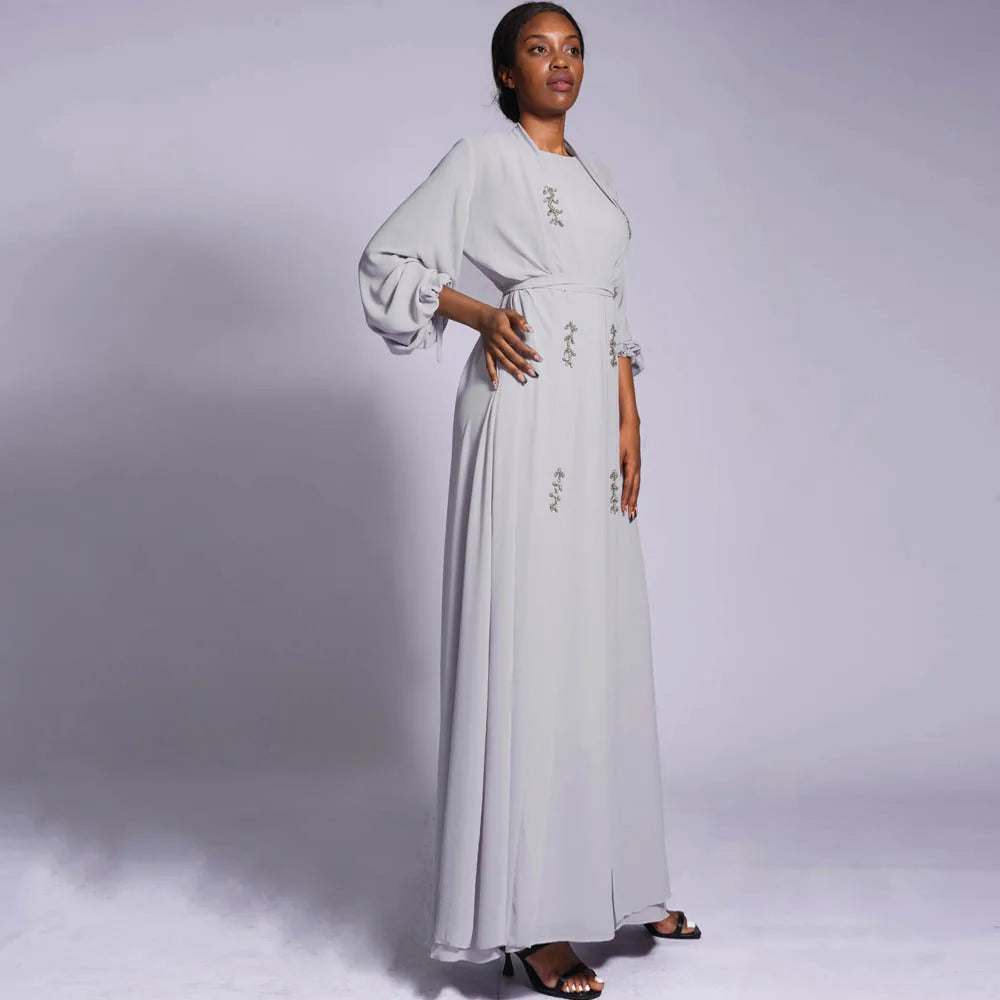 Two -Piece Set Open Abaya and inner Dress