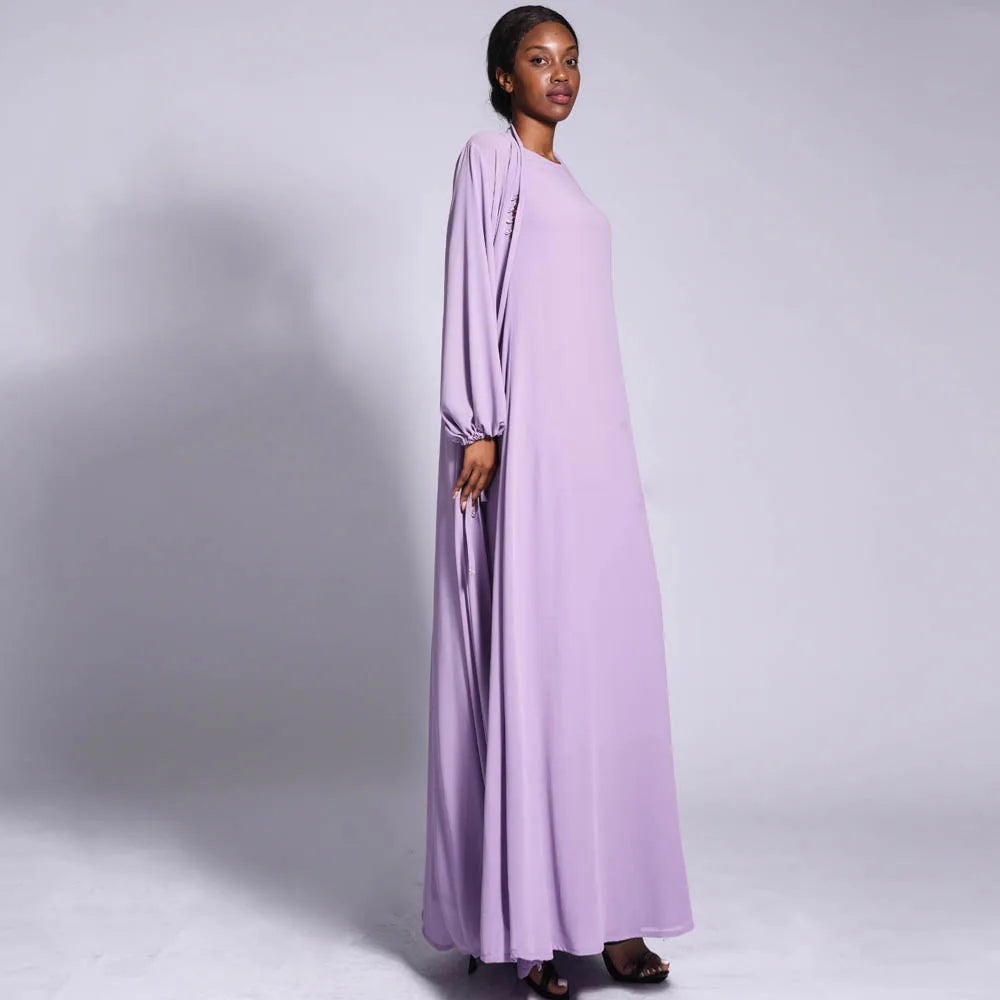 Two -Piece Set Open Abaya and inner Dress