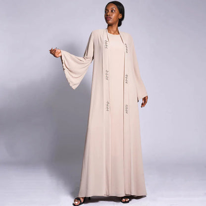 Two -Piece Set Open Abaya and inner Dress