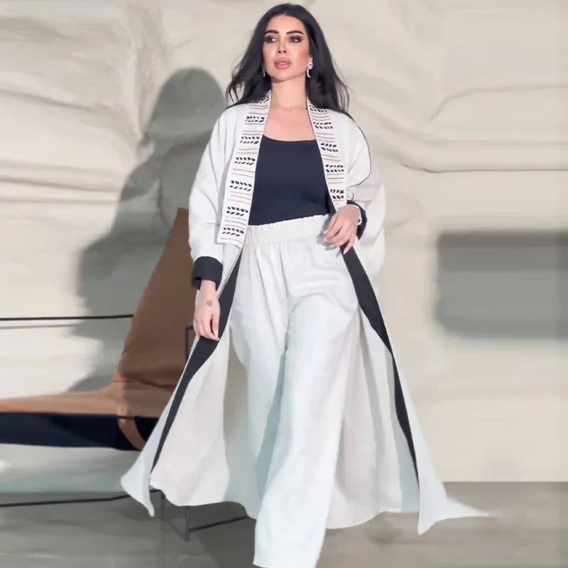 Eid Two-piece Open Abaya & Pant Set