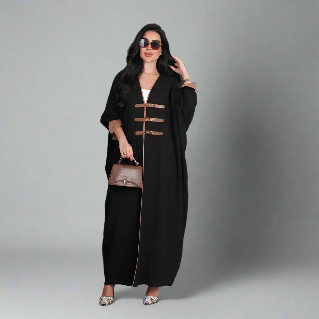 Open Abaya with Signature Buckle Belt