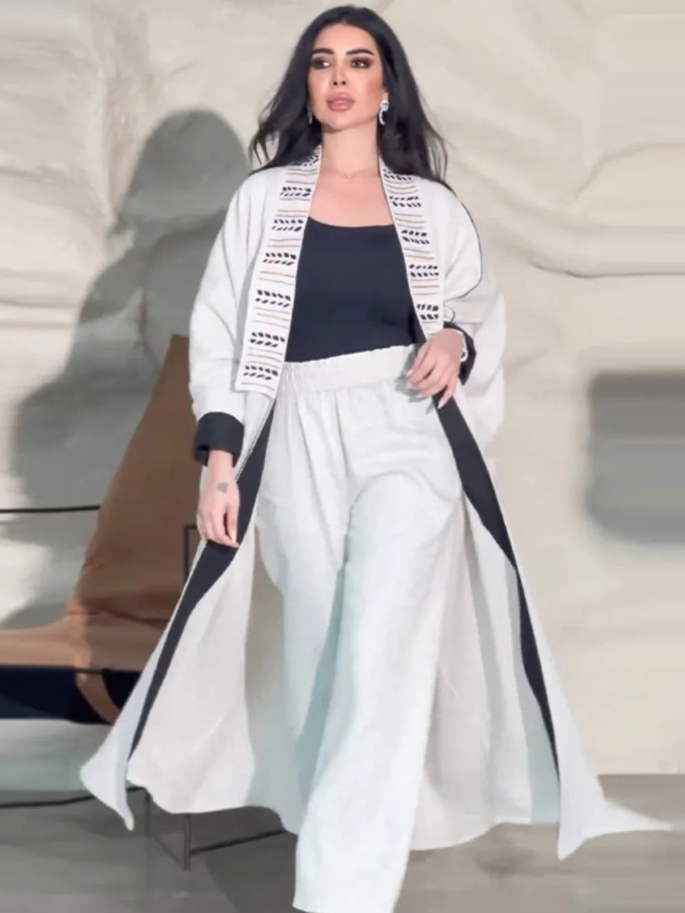 Eid Two-piece Open Abaya & Pant Set