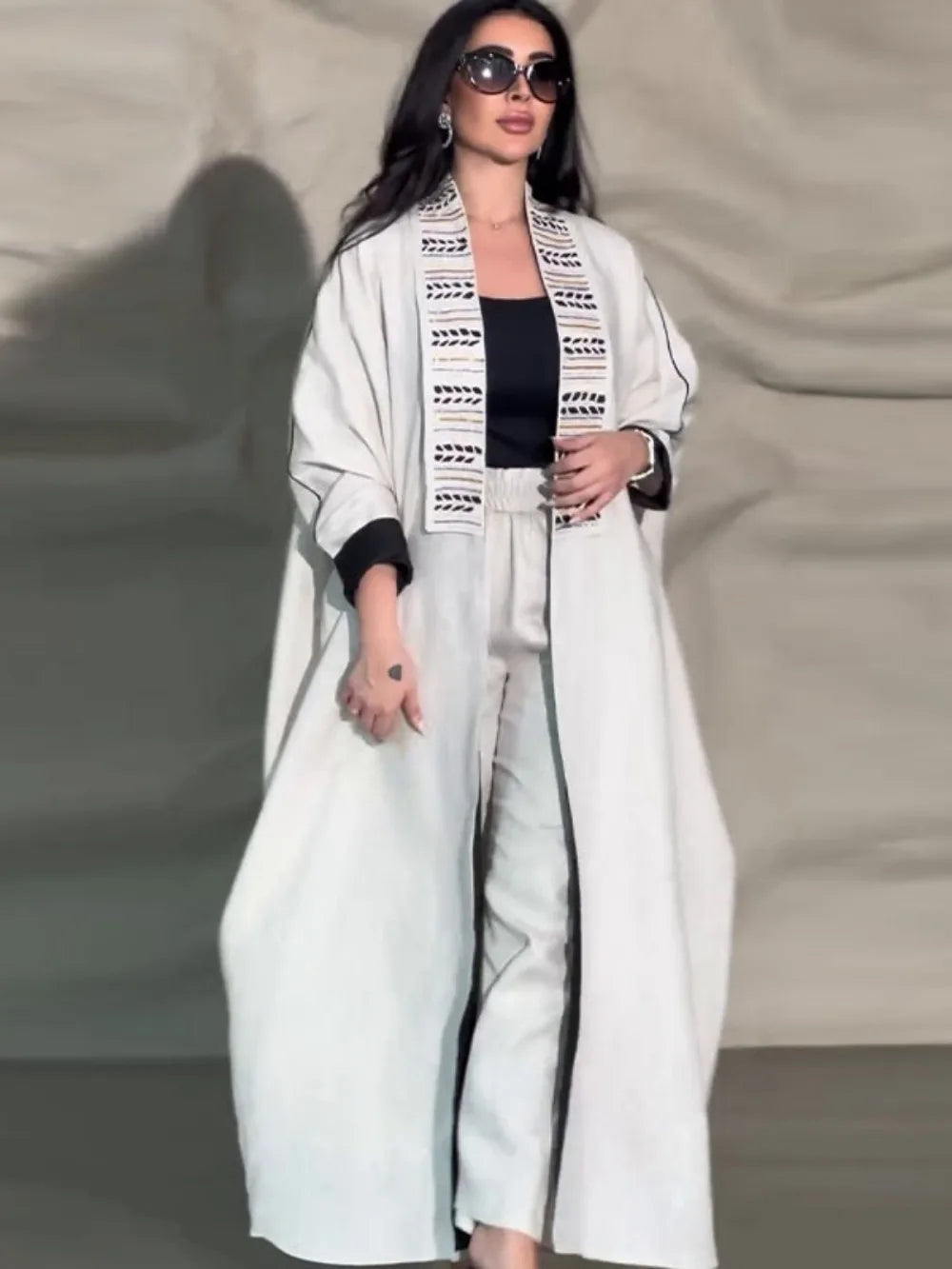 Eid Two-piece Open Abaya & Pant Set