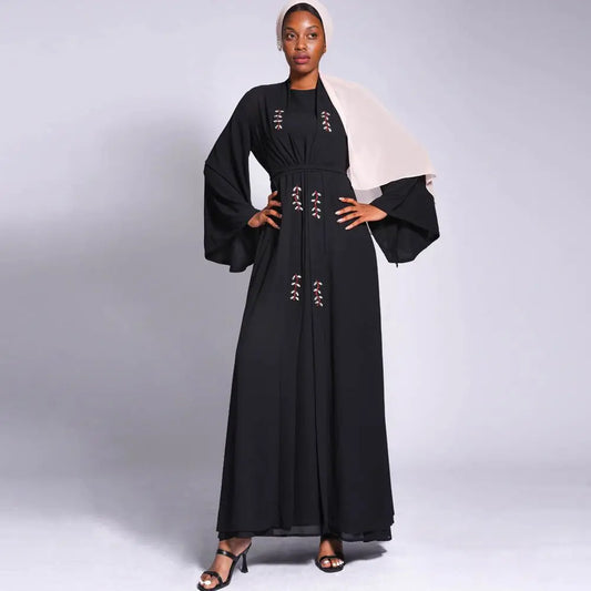 Two -Piece Set Open Abaya and inner Dress